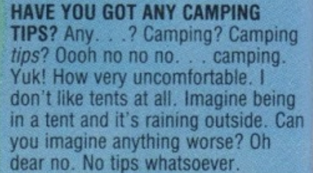 Enya 1989 camping question :-D