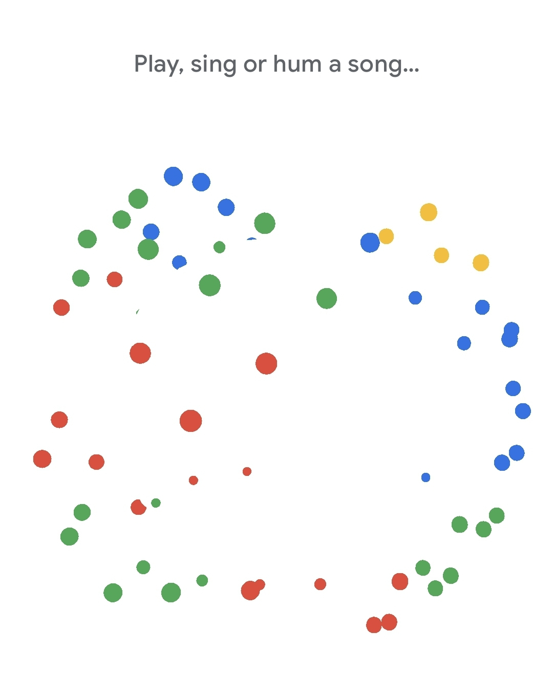 Dots move around as it tries to detect a song from sound